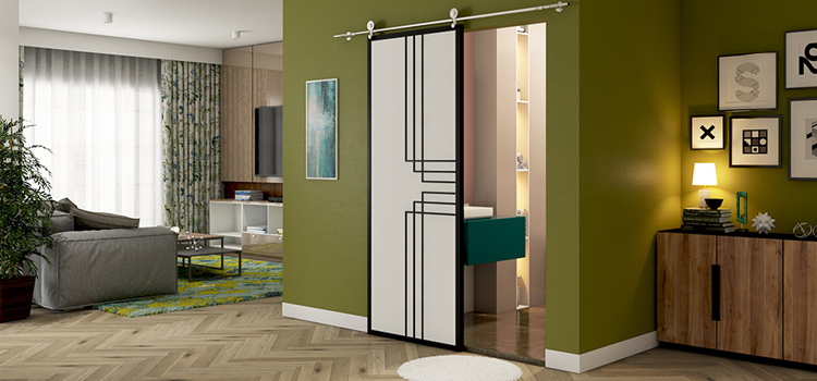 sliding bathroom door installation in Ives Estates